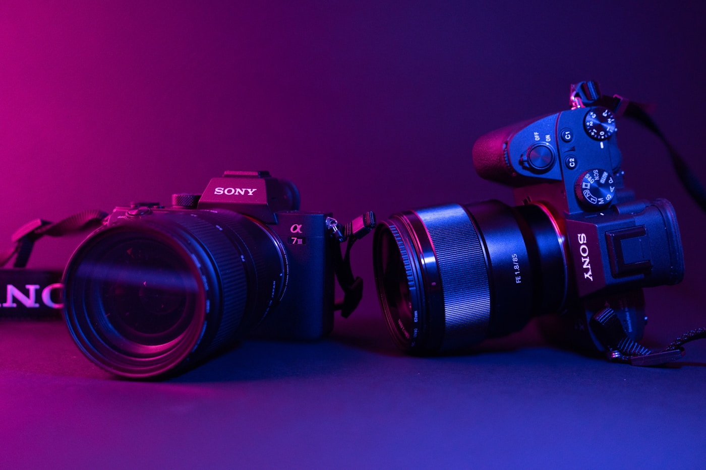 Professional photography studio with camera, softbox and umbrella lighting