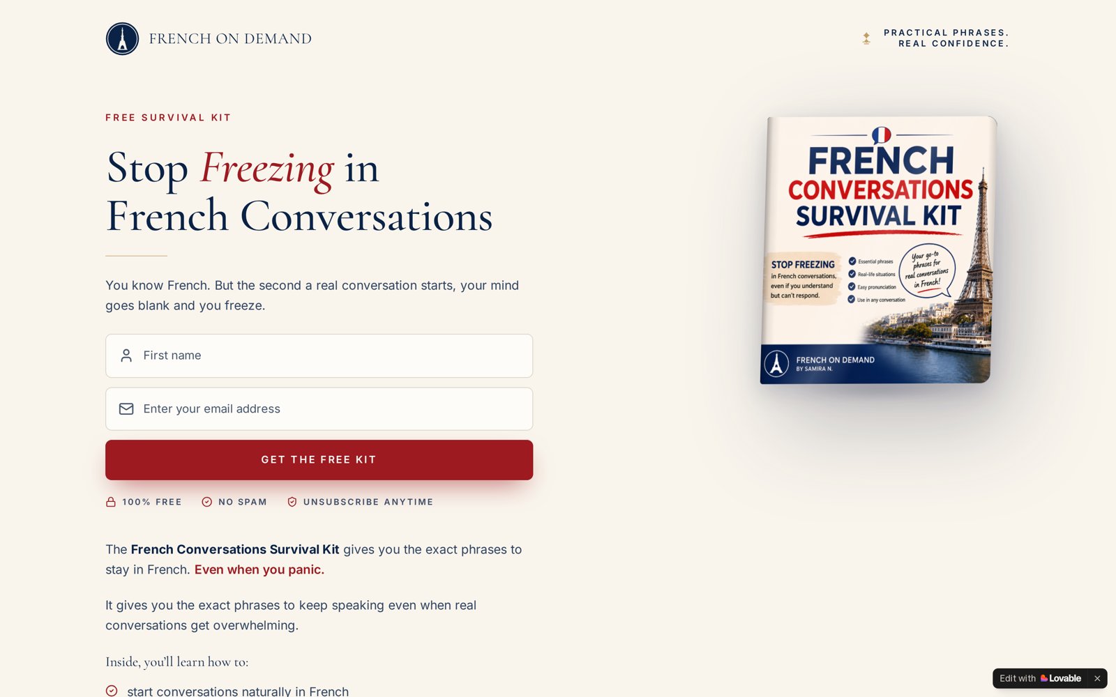 French Conversations Survival Kit website